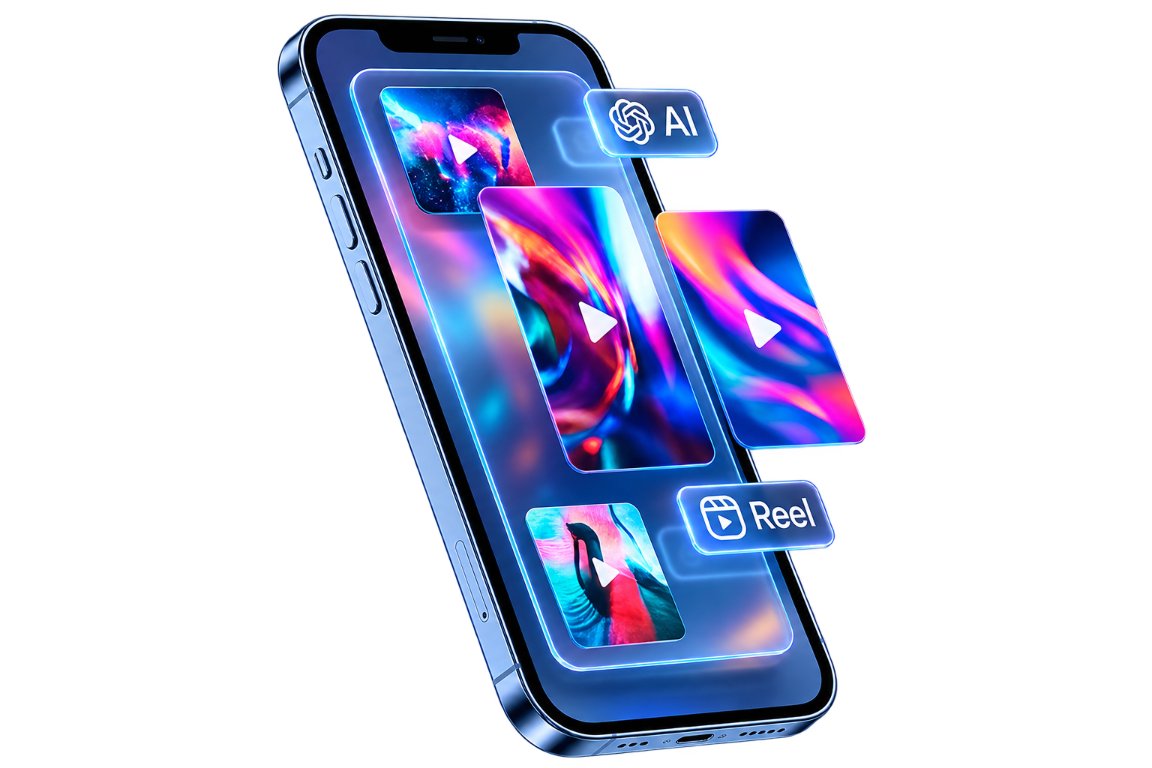 AI video generation mobile mockup