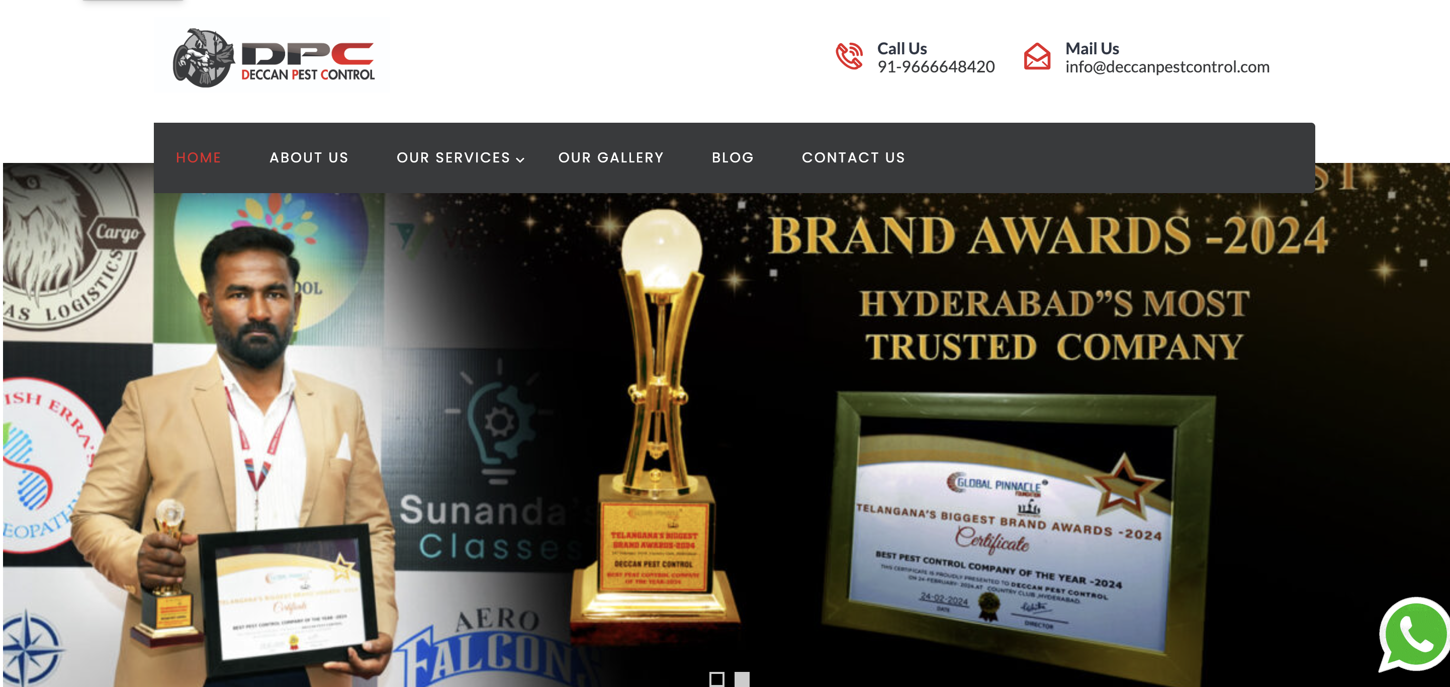 Deccan Pest Control website homepage