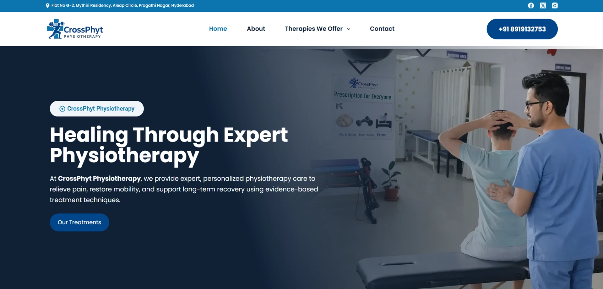 CrossPhyt Physiotherapy website preview