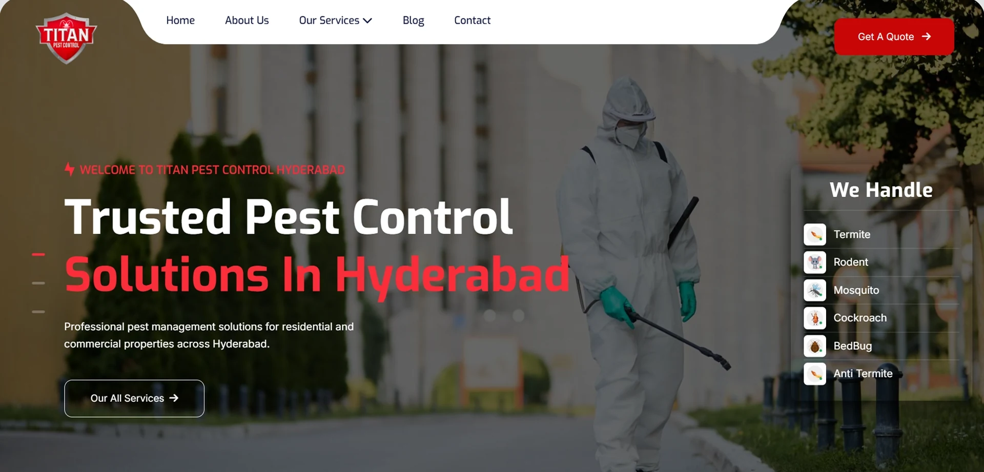 Titan Pest Control Hyderabad website preview