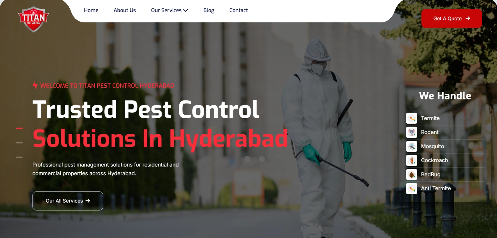 Titan Pest Control Hyderabad website preview